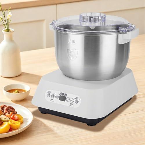 Batidora de harina de masa de acero inoxidable de 7L, con función de fermentación, máquina de masa totalmente automática con temporizador, cuchilla intercambiable para pan, pizza y pasta