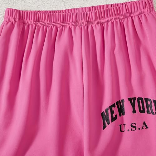 Image of Girls 2 Piece Outfits, Long Sleeve Letter Graphic Sweatshirts Drop Shoulder Pullover Tops and Sweatpants Tracksuit