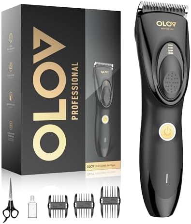 Hair Clippers for Men, Cordless Hair Clipper Kit, Adjustable 4 Length Setting, 2-Speed Settings, Replaceable Ceramic Blade Heads, Rechargeable Hair Clippers for Family (Black)