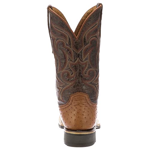 Lucchese Men's Rowdy Ostrich Skin Western Boot Broad Square Toe Cognac 8 D #TOP2