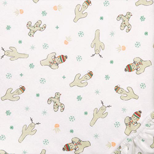 Holiday Cactus Deluxe Flannel Fitted Crib Sheet-Cactus Scatter Print Cotton Flannel, Fully Elasticized, 10 In Deep Pockets, Fits Standard Crib Mattress 28 In X 52 In #TOP2