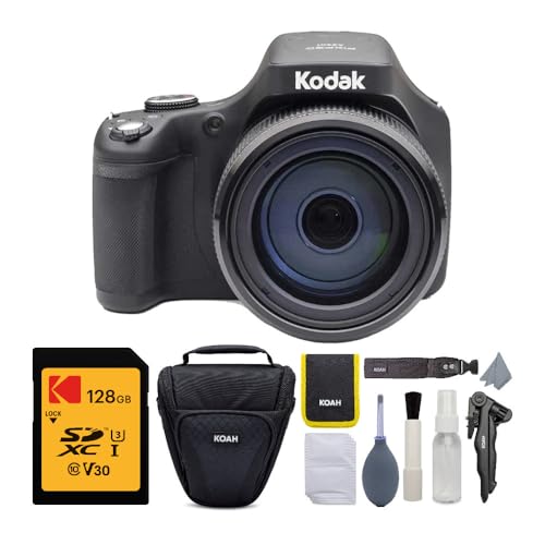 Image of Kodak PIXPRO Astro Zoom AZ901-BK 20MP Digital Camera with 90X Optical Zoom and 3 inch LCD (Black) with 128GB V30 SDXC Card and Holster Case Accessory Bundle (3 Items)