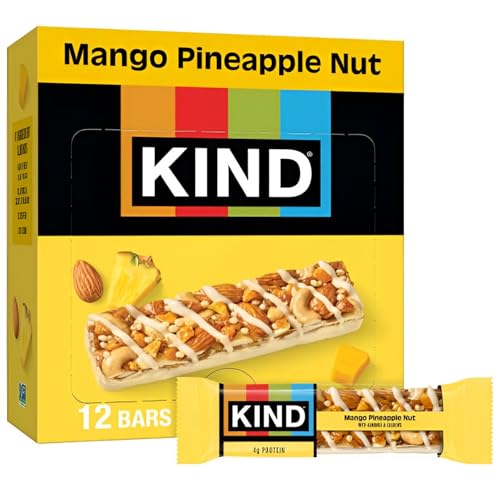 Image of KIND Healthy Snacks Bars, Mango Pineapple Nut, Gluten Free, High Fiber Snacks, 4g Protein, 12 Count