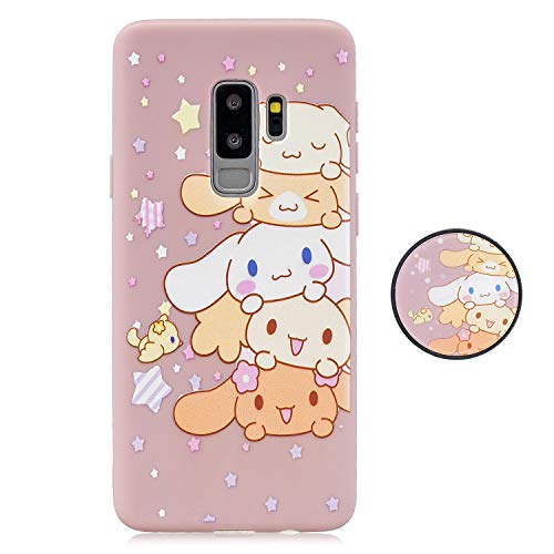 LeviDo Funda Compatible para Samsung Galaxy S9 Plus Silicona Bumper Delgado Caucho con Kickstand Soporte Cover para Galaxy S9 Plus Goma Antigolpes Parachoque, Perro 1