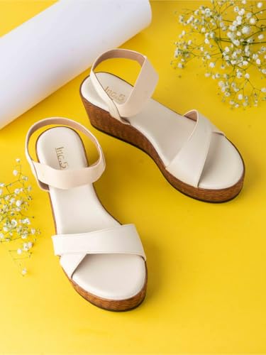 Image of Inc.5 Womens Beige Casual Solid Round Toe Wedge Heels