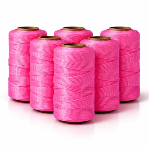 Image of Mason Line String 260FT, 780FT, 390FT, 1500FT, 2300FT, Durable Construction Twine for Laying Bricks, Blocks, Fences in Gardening, DIY & Landscaping Projects (Pink, 393 Ft x 6 Pcs)