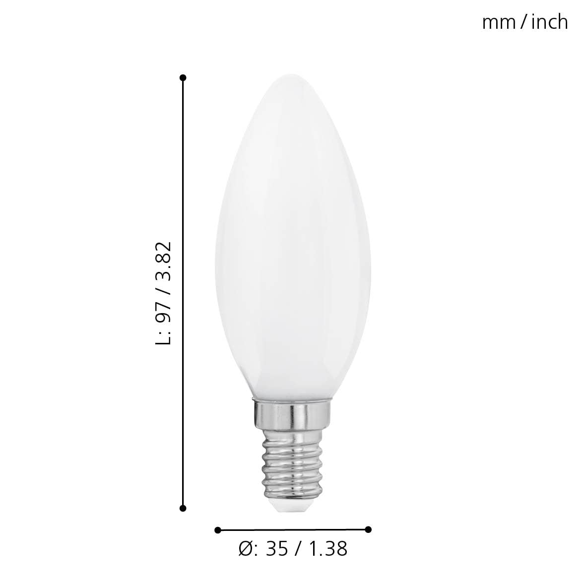 EGLO Ampoule Filament LED E14, Lampe Forme Bougie Dimmable En étapes, éclairage Rétro Graduable, 4,5 Watts (équivalent 40 Watts), 470 Lumens, Blanc Chaud, 2700 Kelvin, Ampoule Edison, 3,5 Cm