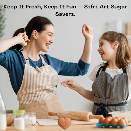 Image of Sifri Brown Sugar Keeper - 3D Terracotta Clay Softener, Unique Moisture Holder for Baking Essentials Like Cookies, Marshmallows, Herbs (1, Heart)