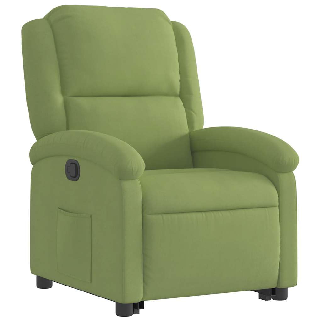 vidaXL Relaxsessel, Sessel mit Aufstehhilfe, Fernsehsessel mit Liegefunktion, Liegesessel Aufstehsessel für Wohnzimmer, Hellgrün Samt