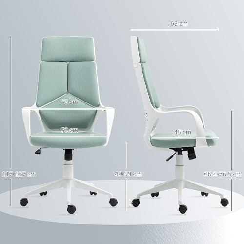 Sedia da Ufficio con Funzione Dondolo, Poltrona Scrivania in Tessuto Altezza Regolabile e Seduta Girevole, 63x63x117-127 cm, Verde - Sedia gaming - Immagine 2