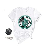 IOEGW Woman Cowhide Cactus Western O-Neck T-Shirt Tee Desert Summer Funny Graphic Tshirt White M