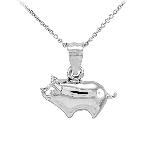 Animal Kingdom 925 Sterling Silver Pig Charm Pendant Necklace