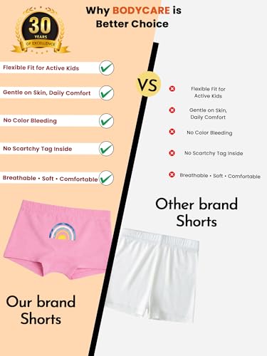 Image of BODYCARE Girl's Cotton Multicolor Boyshorts (Pack of 3)