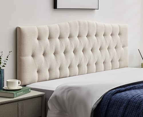 SUAWY Upholstered Queen Headboard Only, Adjustable Headboard Queen Size with Legs,Linen Fabric Bed Headboards,Durable Headboard, Modern Diamond Design Wood Headboads, Beige