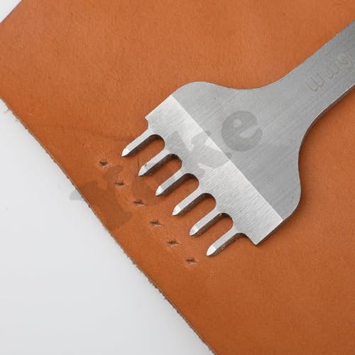 Image of Leather Stitching Punch 4 Pack 4mm | 1 /2 /4 /6 Prong Leather Stitch Punching Chisel Set | Diamond Tip Leatherfork Punch | Leathers Hole Punchs Tool for Sewing, DIY Craft, Wallet, Belt