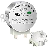 Synchronous Motor 5RPM AC 120V 4W CCW/CW, Steel Shaft - Replacement for Microwave Turntable, Compatible with TYJ50-8A2, WB26X32190, E199324 & More