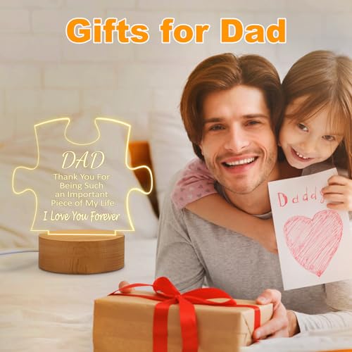 Gifts for Dad, Fathers Day Dad Gifts from Daughter Son, Engraved Acrylic Night Light for Dad, Wooden Base - Image 6