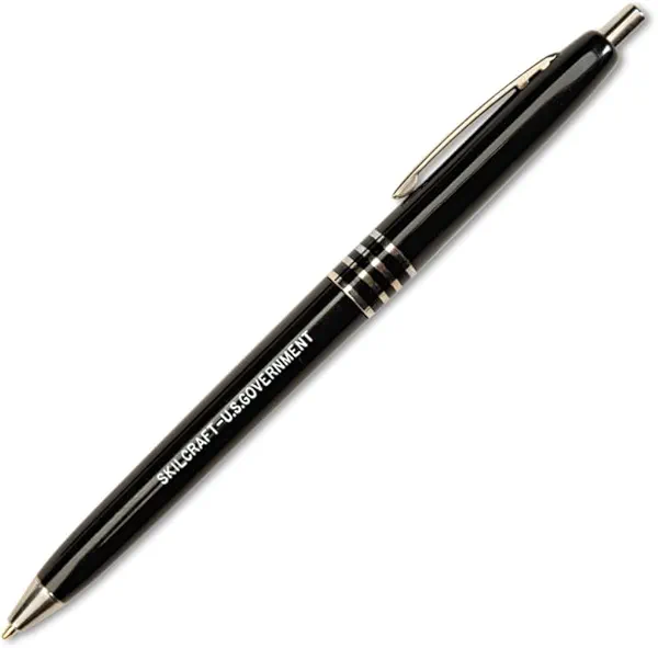 Skilcraft U.S. Government Retractable Ball Point Pen, Fine Point, Black Ink, Box of 12 (7520-00-935-7135)