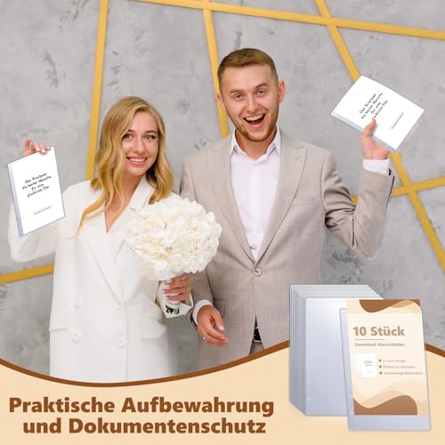 10 Stück 14.4cm * 20.9cm Stammbuchhüllen Standesamtformat 6 Loch Stammbuch Klarsichthüllen Stammbuch Hochzeit Hüllen Für Standesamt Dokumente Aufbewahrung Von Papier Urkunden (10)
