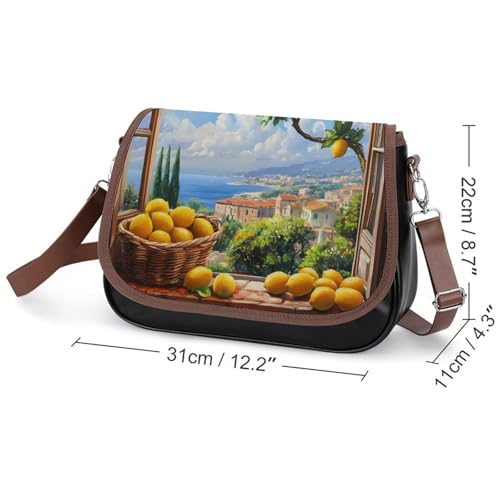 Amalfi Coast Lemon Tree Ltalian Women's Crossbody Bags Leather Messenger Handbag Small Shoulder Bag Purse2