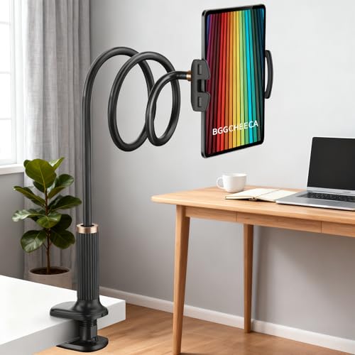wigmoa K-MT 【38.7inch/98cm】 Tablet Phone Holder Bed Gooseneck Mount, Mount Holder Clip with Grip Flexible Long Arm Compatible for ipad iPhone/Switch/Samsung Tabs/Kindle Fire HD K-MT(Black)