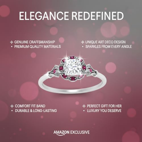 Image of Choose Your Gemstone Vintage Halo Diamond CZ Engagement Ring Sterling Silver Cushion Shape Vintage Engagement Rings Minimal Modern Design Birthday Gift Wedding Gift US Size 4 to 12