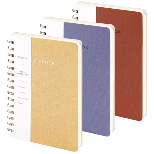 Image of Spiral Notebook-5.75 inch x 8.125 inch College Ruled Journal with Inner Pockets and 160 Pages,PU Leather Cover Business Journal, Twin-Wire Binding Notebook Perfect for Office & Home School Supplies 3 pack Brown /Khaki /Violet