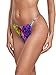 RELLECIGA Women's Purple Leopard Adjustable High Cut Thong Bikini Bottom Size Medium