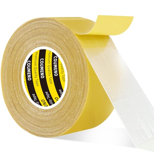 Image of Thin Double Sided Tape Heavy Duty, 1.8in x 33FT Clear Mesh Double Sided Duct Tape, Strong Wall Mounting Tape Waterproof Adhesive Strips for Fabric, Crafts, Outdoor & Indoor, Cinta Doble Cara