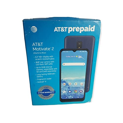 At&T Motivate 2, 32Gb, Maritime Blue - 4G Lte Prepaid Smartphone - Carrier Locked To At&T #TOP2