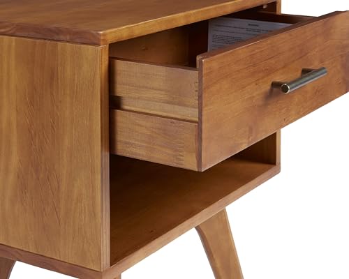 Camaflexi Mesa de cabeceira com gaveta de meados do século, Castanho