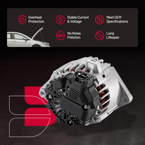 Image of BDFHYK Alternator 11609 Compatible With Hyundai Veloster 2013-2017 1.6L l4,Compatible With Kia Forte Koup /Forte5 /Rio /Soul 2012-2017 1.6L l4 Replace 11609N,373002B760,373002B760RU,2616559,208-794,10136 | For Kia Soul 1.6L l4 2012-2016, Rio 1.6L l4 2014-2017 12V 110A 6-Groove Pulley Clockwise, OE 11609N, 11086, 10136, 443252