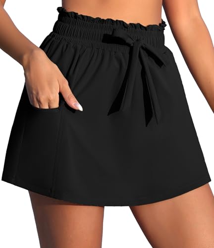 beautyin Womens Swim Shorts High Waisted Swimming Bottoms with Side Pockets