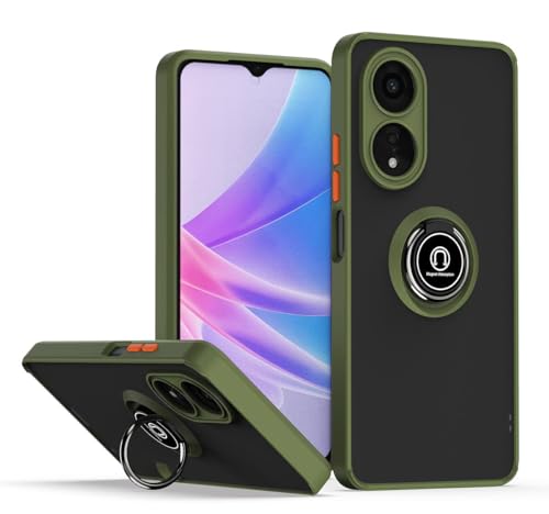 Cover per Oppo A78 5G Traslucida Custodia Antiurto Antigraffio con Supporto Anello a 360° PC + Bumper Case - Army verde tpu