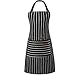 Fartuch kuchenny w paski, czarny, w paski, fartuch męski, fartuch kucharski, czarny, fartuch męski, duży fartuch do pieczenia, do kuchni, cukiernictwa, kawiarni, unisex
