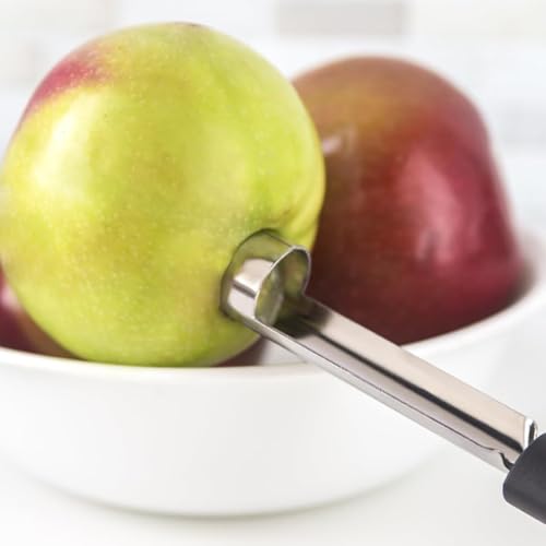 Miniatura 4 de Ghpkotw Descorazonador De Manzanas De Acero Inoxidable De 1 Pieza Con Mango Antideslizante Para Descorazonar Fácilmente, Ahorra Tiempo Y Esfuerzo, Colgable, Negro