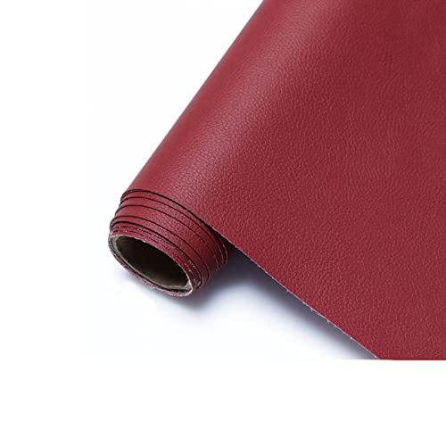 Tissu doux en cuir écologique aspect cuir grainé bordeaux premium