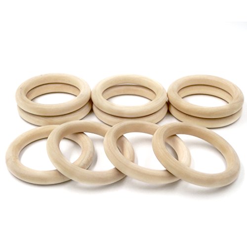 Coskiss 20pcs Bebé de la dentición de madera Anillo de madera de 68 mm de diámetro exterior (2,67 pulgadas) mordedores que lanzan juegos DIY anillo de collar y pulsera Accesorios (20)