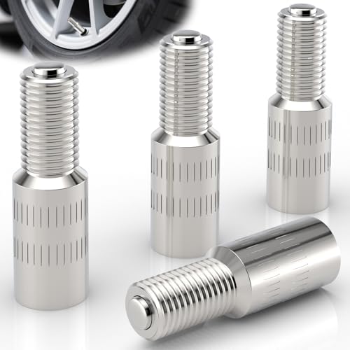4 PCS Tire Valve Stem Extensions 28mm Valve Cap Stem Extenders Nickle Plated Brass Wheel Tire Caps Extender Adapter Air Valves Extension for Car Truck Motorcycle Bike