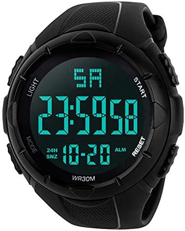 ALINKER Men's Digital Sports Watch Military Electronic Stopwatch for Men with Auto Date Alarm LED Backlight Chronograph Black