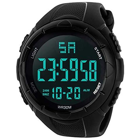 Men's Digital Sports Watch Military Electronic Stopwatch for Men with Auto Date Alarm LED Backlight Chronograph Black Cover