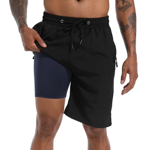 FT FENTENG Mens Swim Trunks with Compression Liner 9