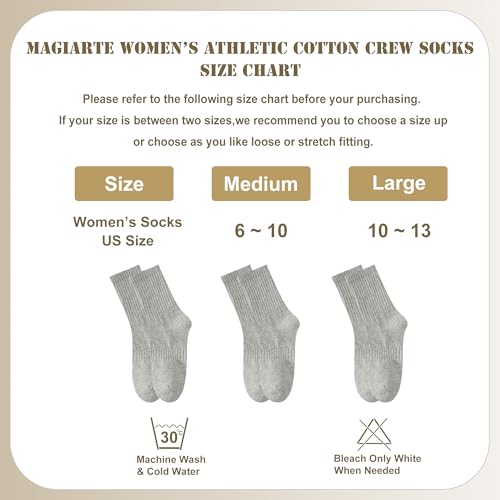 Image of MAGIARTE Womens Athletic Cotton Crew Socks Moisture Wicking Breathable Sports Casual Socks for Women 3 /5-PACK