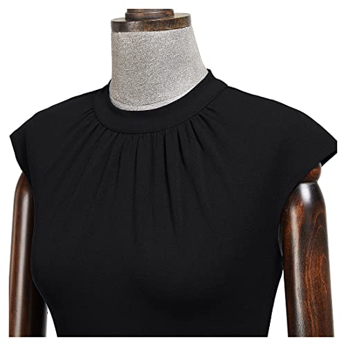 AISIZE Women's Retro Half Collar Ruched Slim Cocktail Pencil Dress4