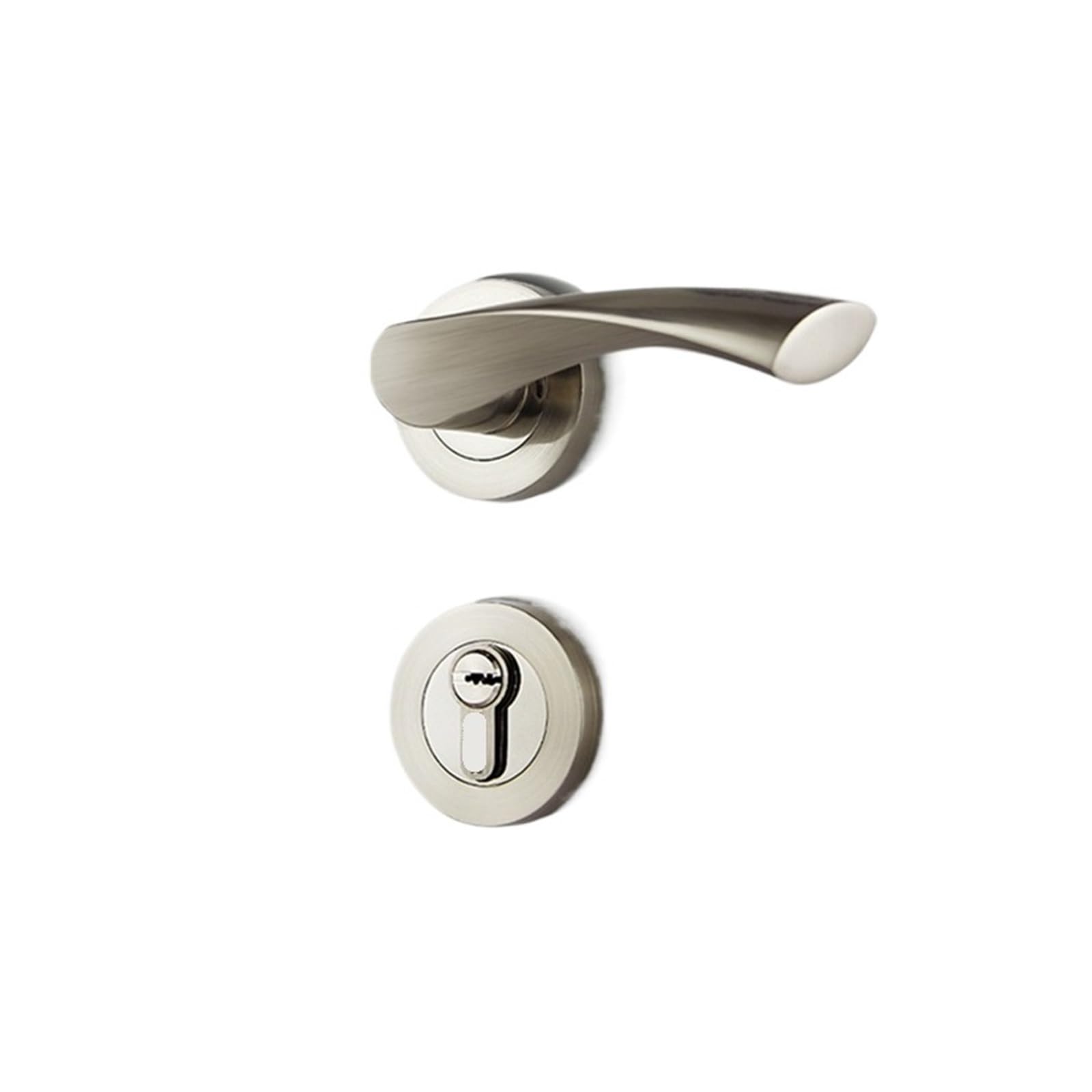 Serrure intérieure de porte chambre en bois nickel brossé sans clé et silencieuse