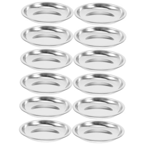 PRETYZOOM 12pcs Stainless Steel Tea Bag Holder Saucer Drip Metal Tea Organizer for for Strainers Flat Design