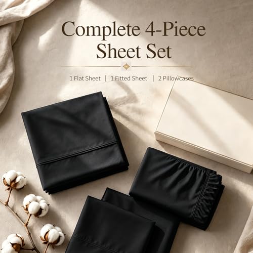 Image of MEISHANG 1000TC Egyptian Cotton Sheets Queen, 18-24 inch Extra Deep Pocket | 1000TC Egyptian Cotton Sheets, Sateen Weave, Ultra Soft & Breathable, OEKO-TEX Certified