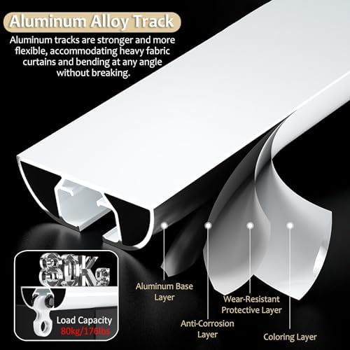 Heavy-Duty White Ceiling Track, 2.4m (7.8ft) Sliding Rail for Room Dividers & Showers, Perfect for Bedrooms, Living Areas, Curtains, and Space Optimization