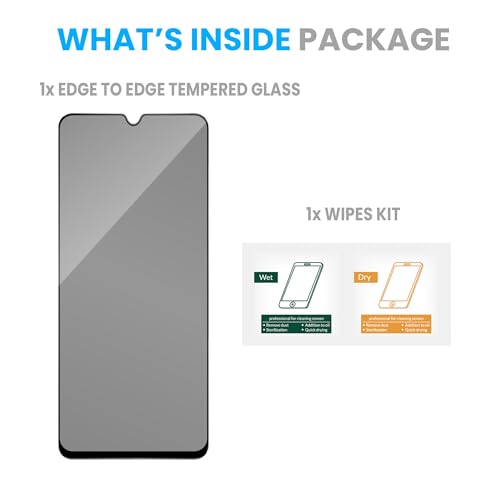 Image of ArmourPro Military Grade Privacy Tempered Glass Screen Protector for Redmi 14C (6.88 Inch) With Installation Kit | Edge-to-Edge Protector Coverage | Black