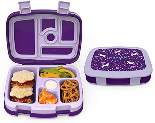 Bentgo® Kids Prints Leak-Proof, 5-Compartment Bento-Style Kids Lunch Box - Ideal Portion Sizes for Ages 3 to 7 - BPA-Free, Dishwasher Safe, Food-Safe Materials (Unicorn)